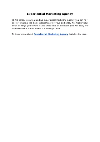 experiential marketing agency
