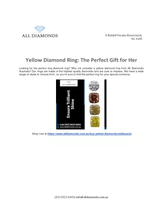 Yellow Diamond Ring The Perfect Gift for Her