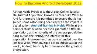 how to become android developer 2022