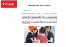 Why should we learn mandarin?