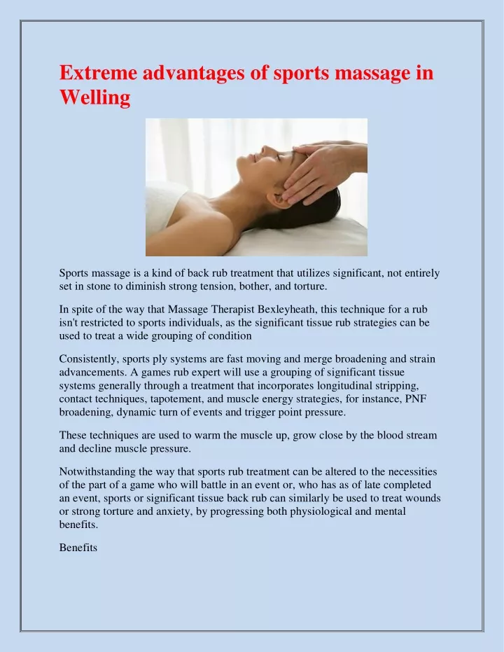 extreme advantages of sports massage in welling