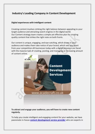 industry s leading company in content development