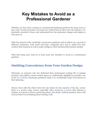 key mistakes to avoid as a professional gardener