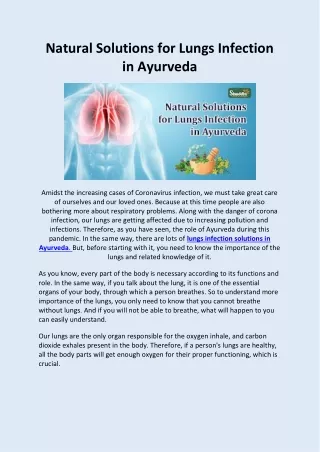 Natural Solutions for Lungs Infection in Ayurveda