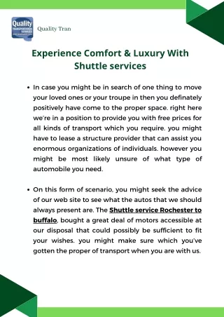 Experience Comfort & Luxury With Shuttle services