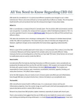 all you need to know regarding cbd oil