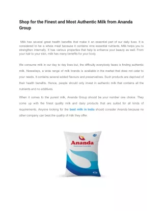 Best milk in India