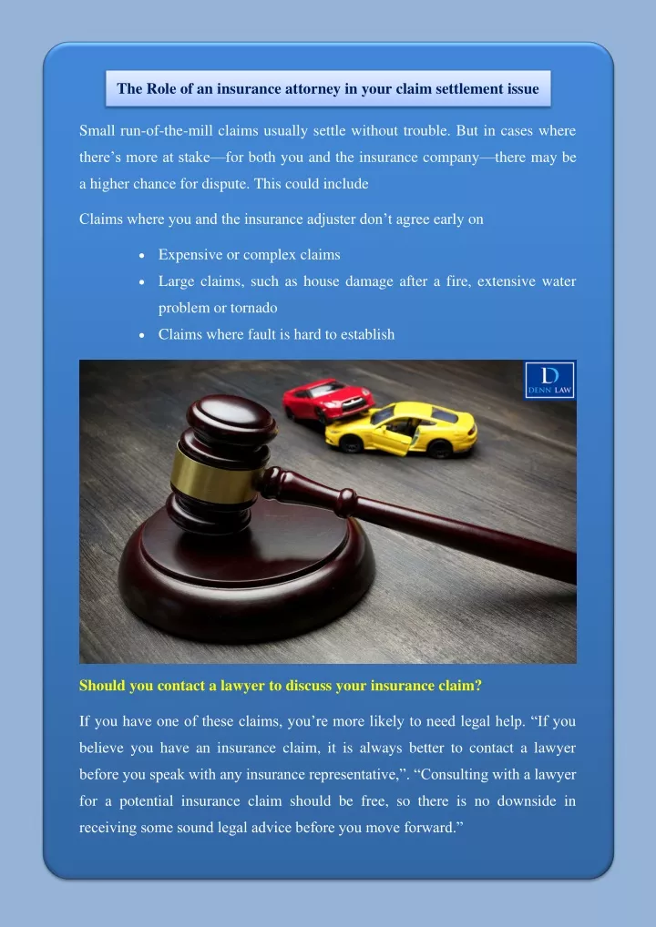 the role of an insurance attorney in your claim