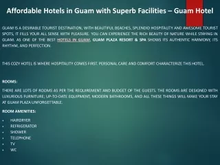 Affordable Hotels in Guam with Superb Facilities – Guam Hotel