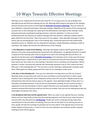 10 ways towards effective meetings