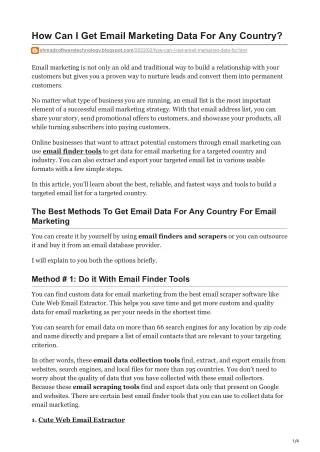 how can i get email marketing data for any country