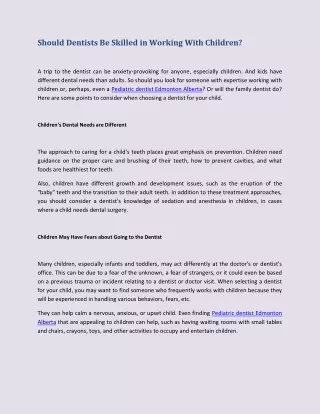 Should Dentists Be Skilled in Working With Children (1)