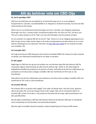 Allt du behöver veta om CBD Olja | Köpa cbd olja i butik