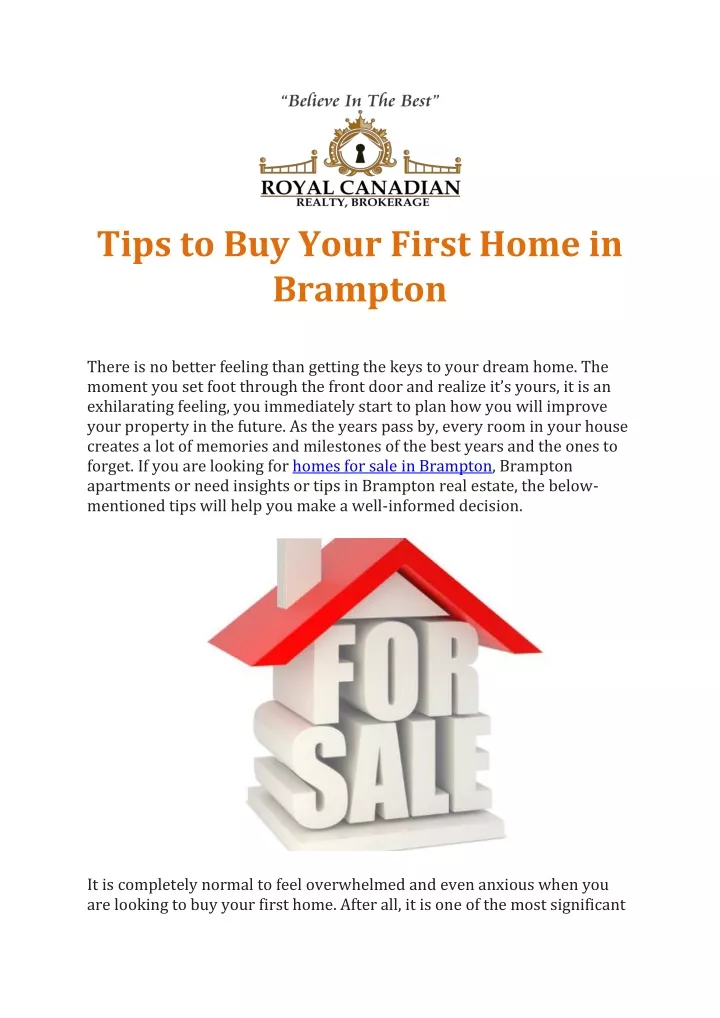 tips to buy your first home in brampton
