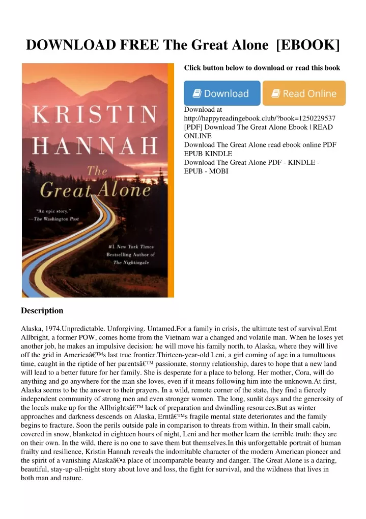 the great alone ebook free download