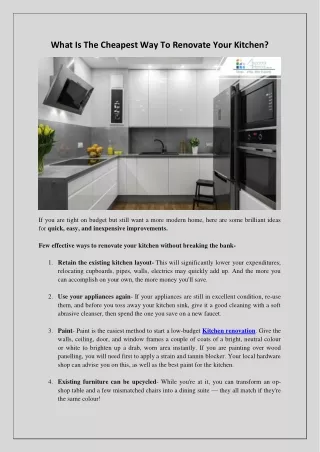 What Is The Cheapest Way To Renovate Your Kitchen