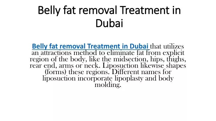 belly fat removal treatment in dubai