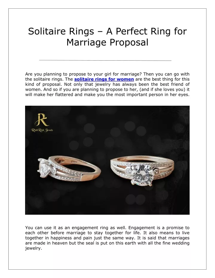 solitaire rings a perfect ring for marriage
