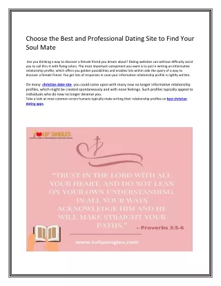 Choose the Best and Professional Dating Site to Find Your Soul Mate