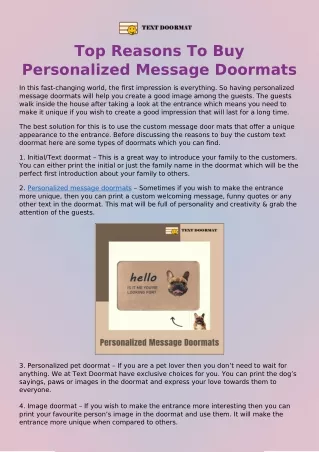 Top Reasons To Buy Personalized Message Doormats