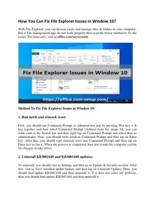 how you can fix file explorer issues in window 10