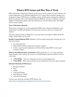What is RTD Sensor and How Does it Work?