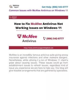 Fixed (806) 542-0777 McAfee Antivirus Common Issues on Windows 11