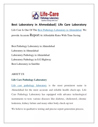 best laboratory in ahmedabad life care laboratory
