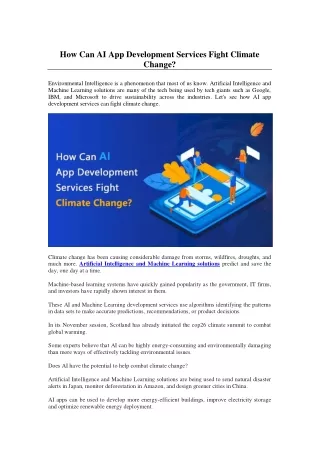 how can ai app development services fight climate