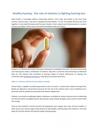 Role of Vitamins and Hearing loss | Vikram ENT Hospital