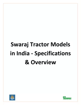 Swaraj Tractor Models in India - Specifications & Overview