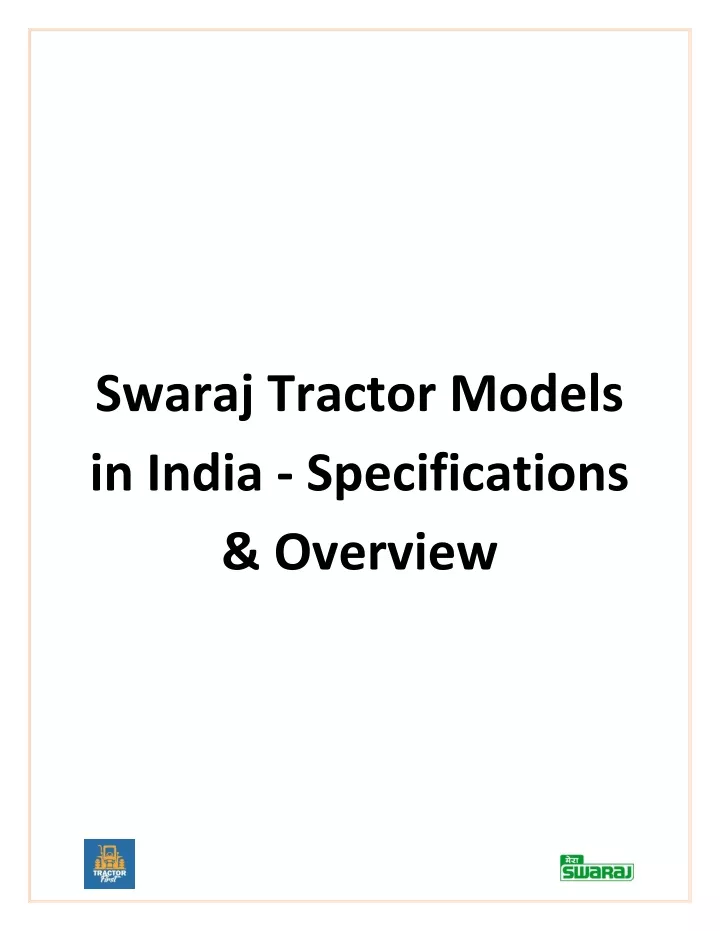 swaraj tractor models in india specifications