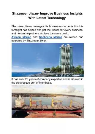 shazmeer jiwan improve business insights with