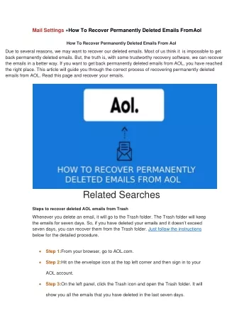 Can Permanently Deleted Emails Be Recovered From AOL?l