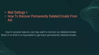 Can Permanently Deleted Emails Be Recovered From AOL?