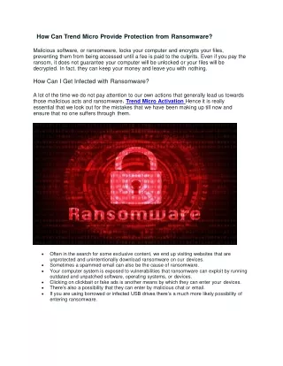 How Can Trend Micro Provide Protection from Ransomware
