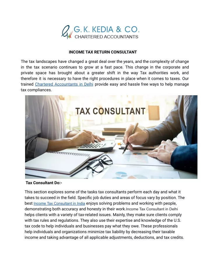 income tax return consultant