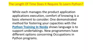 the length of time does it require to learn python