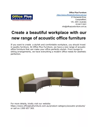 Create a beautiful workplace with our new range of acoustic office furniture