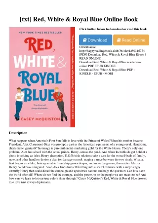 [txt] Red  White & Royal Blue Online Book