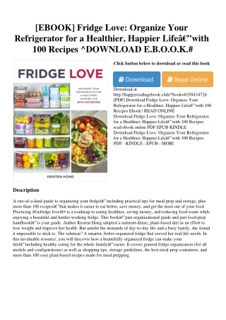 [EBOOK] Fridge Love Organize Your Refrigerator for a Healthier  Happier Lifeâ€”w