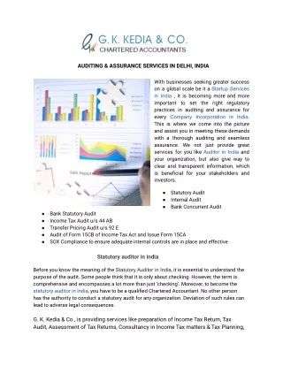 auditing assurance services in delhi india