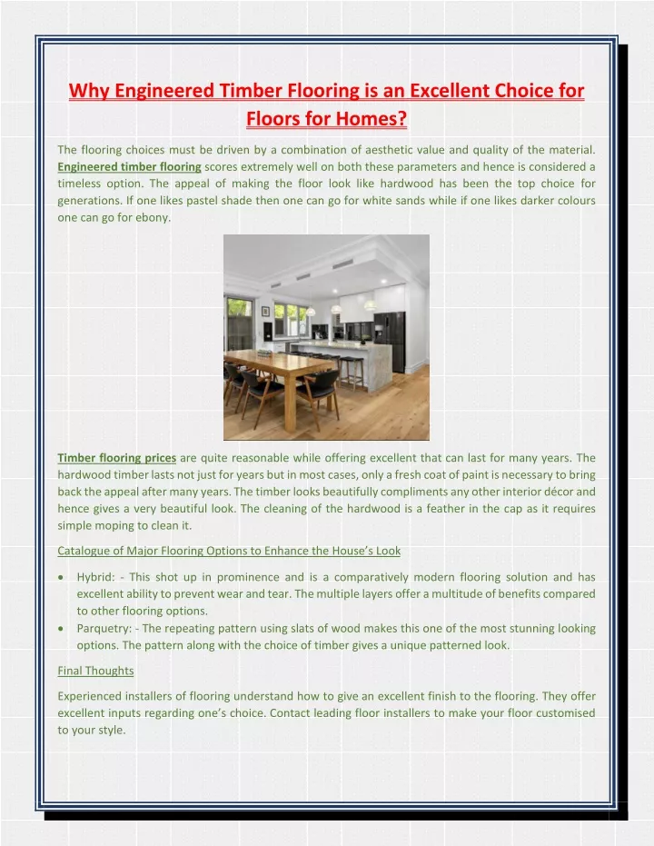 why engineered timber flooring is an excellent