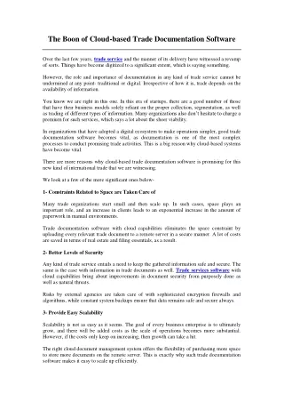 the boon of cloud based trade documentation