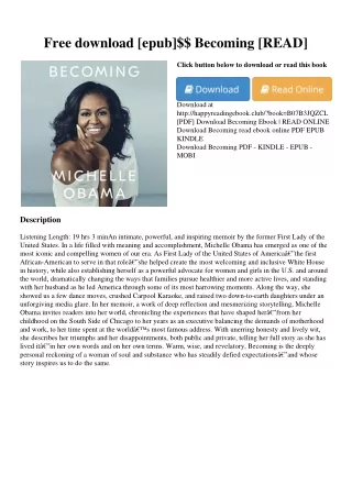 Free download [epub]$$ Becoming [READ]