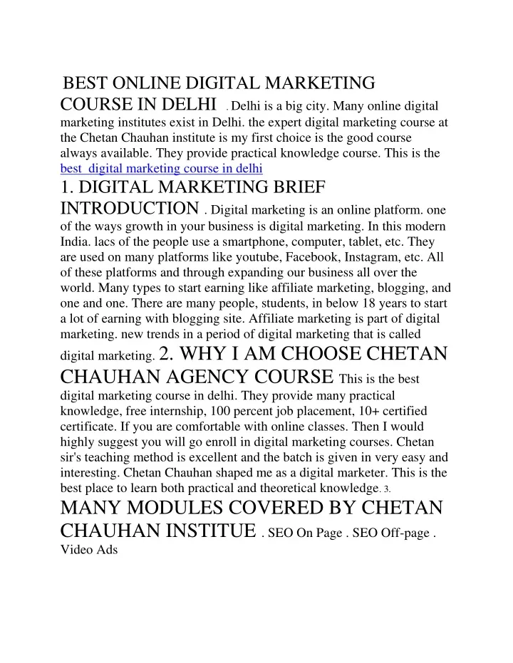 best online digital marketing course in delhi
