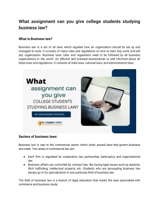What assignment can you give college students studying business law?