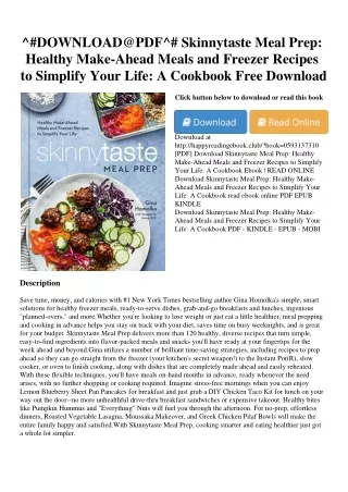 ^#DOWNLOAD@PDF^# Skinnytaste Meal Prep Healthy Make-Ahead Meals and Freezer Reci