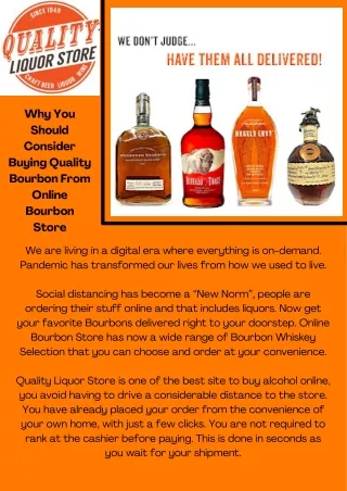 Want to Buy Quality Bourbon From Online Bourbon Store