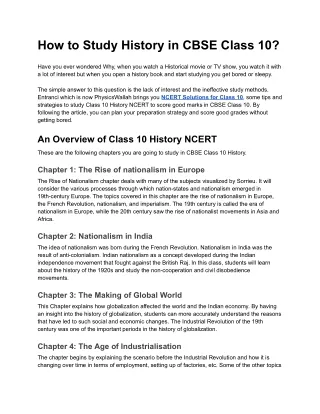 how to study history in cbse class 10